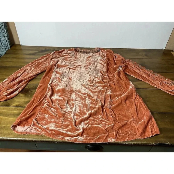 Johnny Was Biya Lyra Orange Velvet Zodiac Embroidered Blouse Tunic Large $345 - Picture 10 of 15